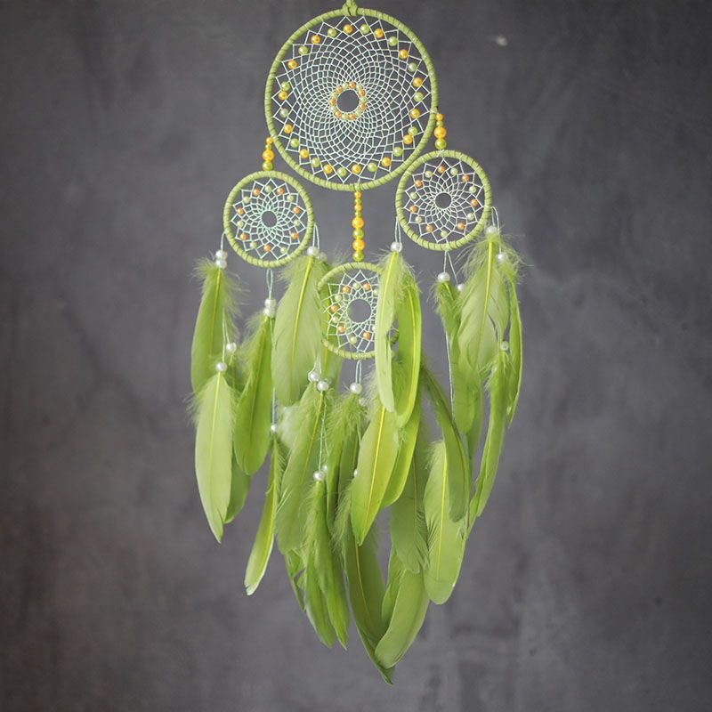 Home Textiles & Decorations - Dreamcatcher Multi-ring Buatan Tangan dengan Bulu