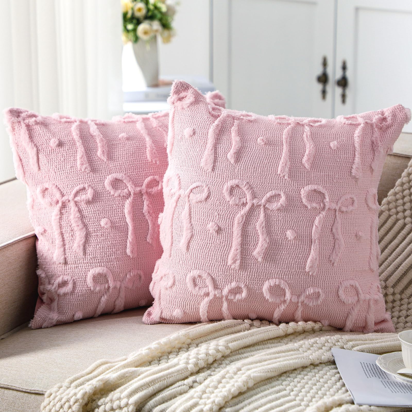 Pillow Insert 18X18 - Sarung Bantal Pink Bow 18x18 Dekorasi