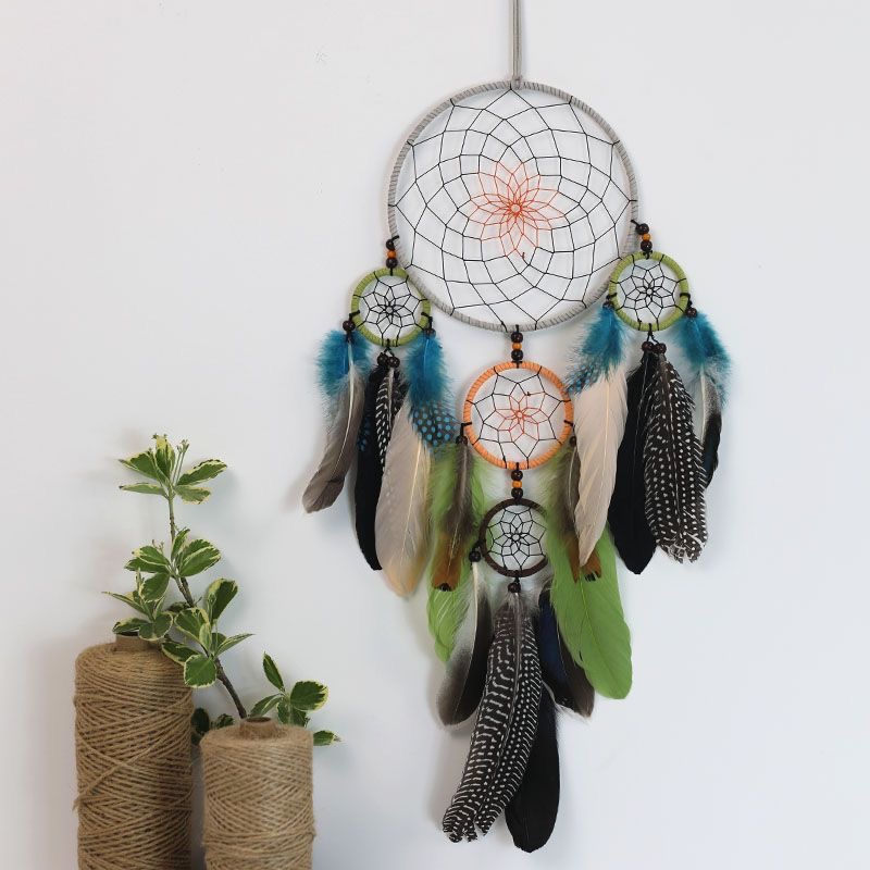 Home Textiles & Decorations - Hiasan Dinding Dreamcatcher Bulu dengan Banyak
